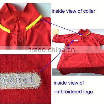 Embroidred LOGO 3pcs Transparent Front Fly Buttons 50% Polyester 50% Cotton Red T Shirt photo-6