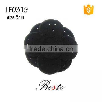 Black Attracitive and New Leather Flower Punch With Pearls Center for Shoes &bag Decoration photo-3
