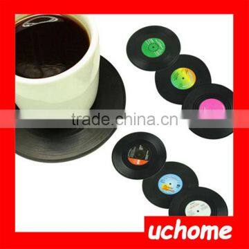 UCHOME Plastic emulational vinyl record vinyl disc CD cup coaster 6pcs a set with a box