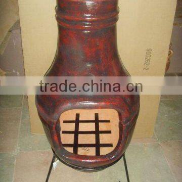 clay chimney with metal stand, fire shelf and lid