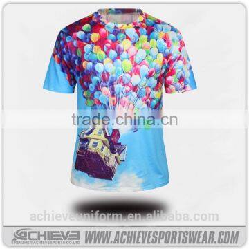 2017 100%Polyester Custom Short Sleeves O-Neck Dyed Sublimation T-Shirt