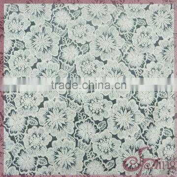 Off-white Flower Cotton Embroidered Fabric, Mesh Fabric Lace for Dress, Blouse, Tops photo-2
