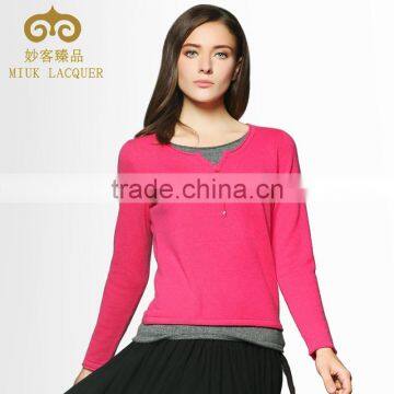 KNITTED WOMEN LONG SLEEVE ROUND NECK BASIC 100%CASHMERE PULLOVER