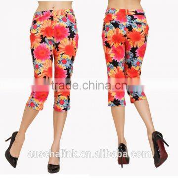 Auschalink Summer Lady Cool Beach Print Colored Cotton Boho Pants photo-4