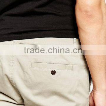 Custom Side Slant Pocket Men's Grey Blank Slim Fit 65% Cotton 35% Polyester Stretch Twill Concealed Fly Casual Shorts photo-3