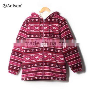 oem wholesale cheap printed fleece women jacket