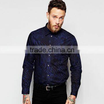 Tailored Fit Shirt 100% Cotton Shirt with All Over Print