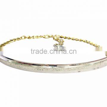 Simply Unique Silver Plated Bangle Bracelet With Extension Link Chain