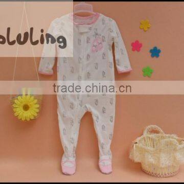 Wholesale 100% soft cotton baby girls one piece footed pajamas TinaLuLing