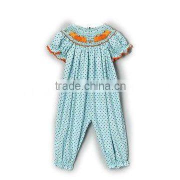 Turquoise & Brown Polka Dot Pumpkin Bubble Playsuit