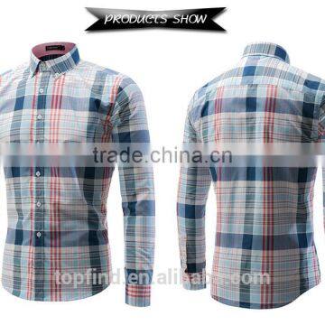 New Product 2016 European Fashion 100% Cotton Yarn Dyed Plaid Shirt Wholesale Men's Clothing photo-4