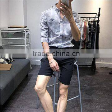 Cultivate One's Morality Men Striped Sleeves Shirts Washed Cotton Embroidery photo-3