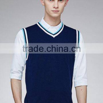 Custom Wholesale Mens Basic Design V-neck School Uniform Sweater Vest for Sale photo-4