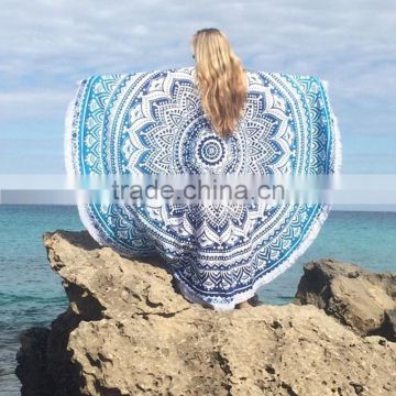 OEM custom printed full design color 100% cotton beach towel 150 round towel rectangular towel