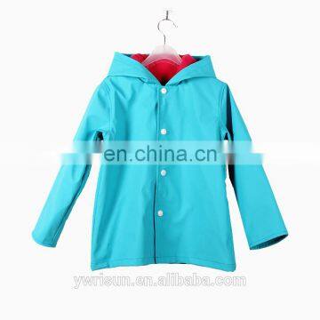 PUKR17001 Wholesale Kids Raincoat Children Sky Blue PU Raincoats For 2-10 Y