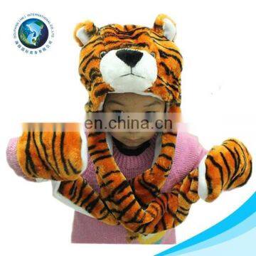 Plush tiger animal head hat plush tiger cap soft cute animal fur hat