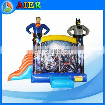 2017 popular inflatable air castle high quality vinyl inflatable castle hero jumping caster house with slide for sale