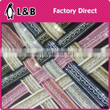 High quality new design popular rhinestone pearl woven strip