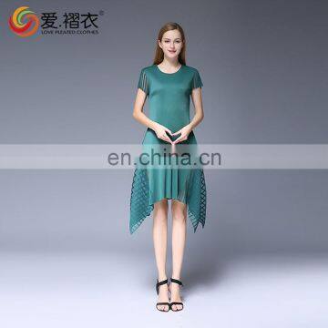 2016 Hot Summer Single Dress Women Elegant O Neck Fashion Dress With Sheer Hem Design photo-4