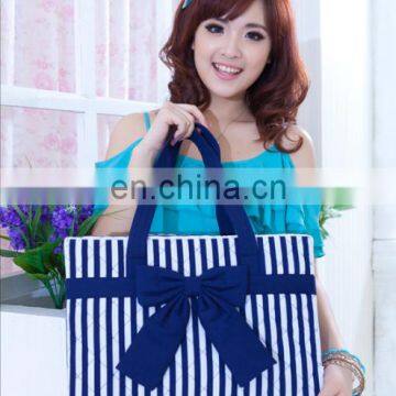 Wholesale cotton printing shoulder bag travel bag with bowknot