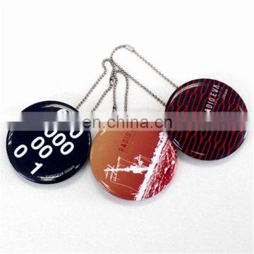 custom made logo promotion gift round metal keychain with ball chain