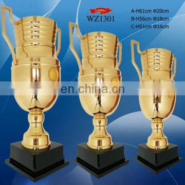 Gold plated round cup martial arts trophy made in China