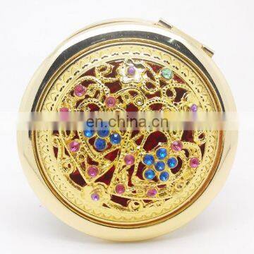 Flower Decoration Gold Metal Make-up Mirror photo-6