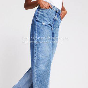 Blue High Rise Wide Leg Jean photo-3