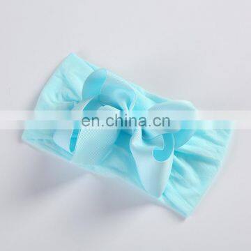 23Colors 5inch Baby Solid Headband Girls Soft Headwear With Silk Ribbon Bow