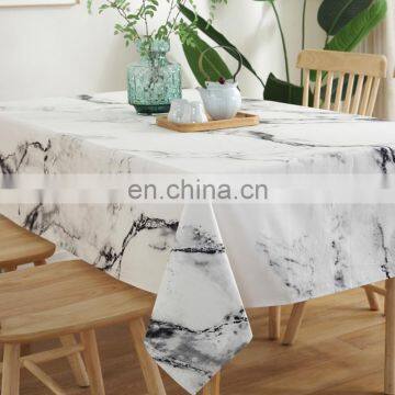 Custom Marble Printed Waterproof Linen Ruffled Party Dinner Table Cloth Tablecloths photo-4