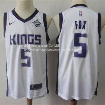 Sacramento Kings #5 Fox White Jersey
