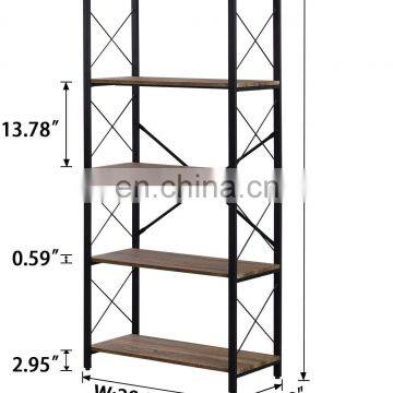 Industrial Bookshelf Vintage Bookcase and Bookshelves Rustic Wood and Metal Shelving Unit photo-4