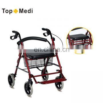 Lightweight walking aluminum shopping cart rollator walker with seat