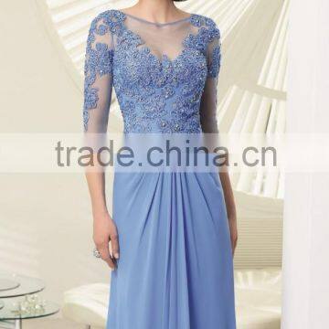 2014 New Arrive Elegant Mother of the Bride Dress With Beading and Appliques High Quality Boat Neck Mother of the Bride Dress photo-3