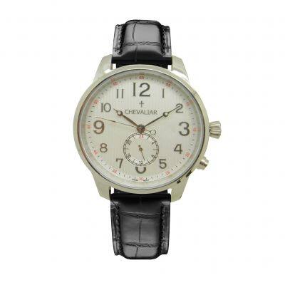 Stainless Steel Case Fashion Man Watch Genuine Leather Dual Time Quartz Watch photo-2