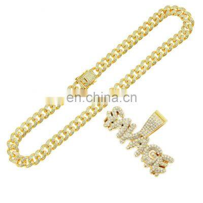 Hiphop Jewelry 2021 Micro Pave CZ Zircon Stone Pendent Iced Out Diamond Rap Charm Braided Steel Chain SAVAGE Letter Necklace photo-4