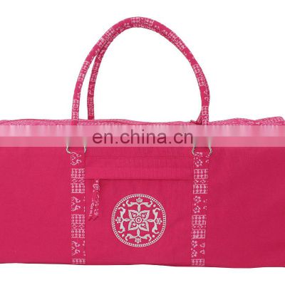 Hot sale high quality block print and embroidered yoga mat bag