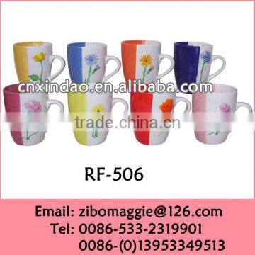 Popular Wholesale Zibo Made Ceramic Party Water Cup with Floral Print & Good Quality