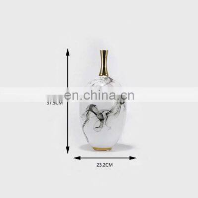 Ink Painting New Chinese Modern Luxury Porcelain Decoration Ceramic Flower Vase
