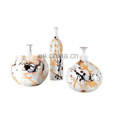 Luxury Chinese Hand paint Gold Ink Porcelain Ceramic Interior Decoration Vase