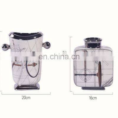 Handmade Modern Creative Decal Porcelain Silver Plated Chinese Modern Flower Decoration Vase for Home photo-4