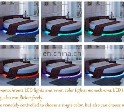 Hot Selling Bedroom Genuine Leather Bed Room Furniture Bedroom Sets Multi-function LED Light Beds for Home Hotel Use