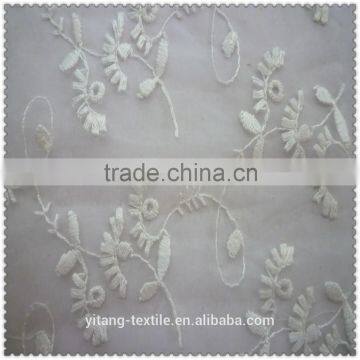 organza embroidered white fabric