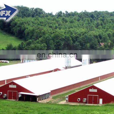 low cost eco-friendly light steel frame chicken house poultry shed henhouse with cages feedrers