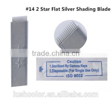 #14 2 Star Flat silver permanent makeup eyebrow embroidered shading blade