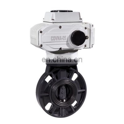 DN50 AC220V Electric Plastic UPVC flange butterfly valve