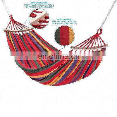 Custom Logo Outdoor Camping Travel Canvas Bent Stick Single Double Hammock for Two People photo-3