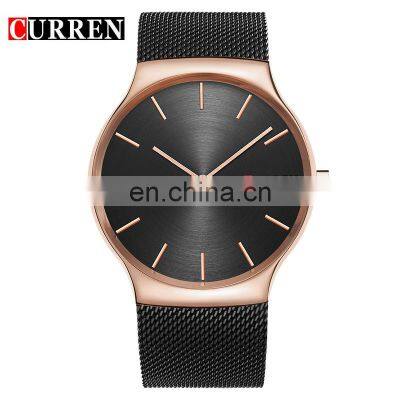 Luxury Curren 8256 Men's Casual Quartz Watches Thin Analog Mesh Stainless Steel Sport Band Wristwatches as Gift