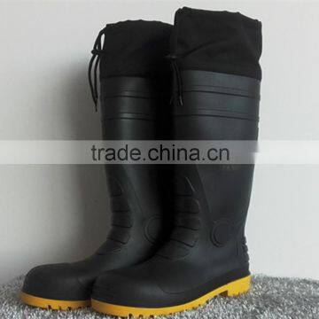 warm removable fur lining safty winter rain boots for mining