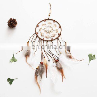 Free Shipping Online Macrame White Hanging Feather Wall Deco Bead Easy Craft Wholesale Home Decor Dream Catchers photo-5